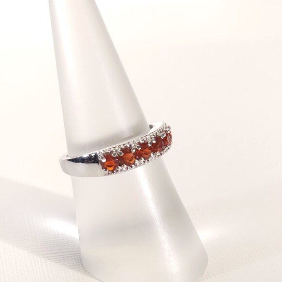 Fire Opal Band Ring Size 6 - Picture 4 of 13